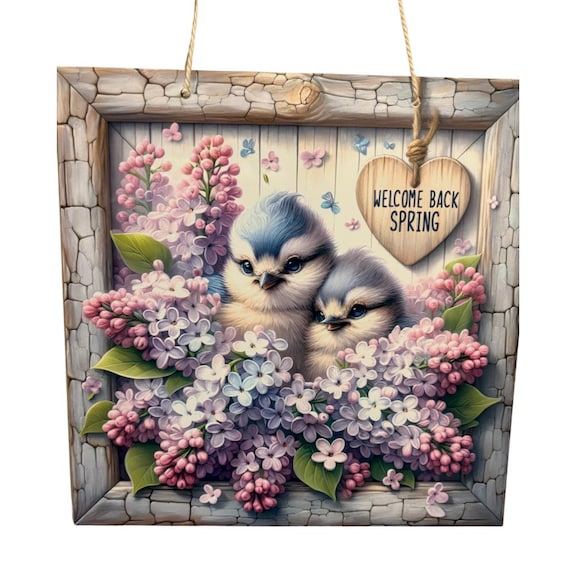 Spring Decor, Spring Door Hanging, Square Door Hanging, Mom Gift
