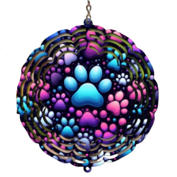 Pet Lover Gift, Paw Print Wind Spinner, Christmas, Friend Gift