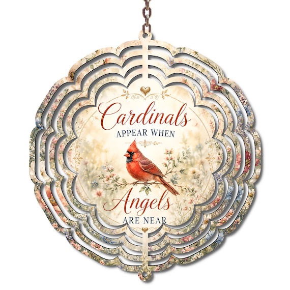 Cardinal Wind Spinner | Cardinals Appear When Angels Are Near | Memorial Garden Decor | Sympathy Gift | In Loving Memory Wind Spinner
