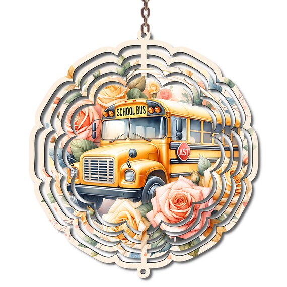 Bus Driver Wind Spinner, School Bus Driver Gift, End of School Year Thank You Gift, Bus Driver Appreciation Decor, 10 Inch Metal Spinner
