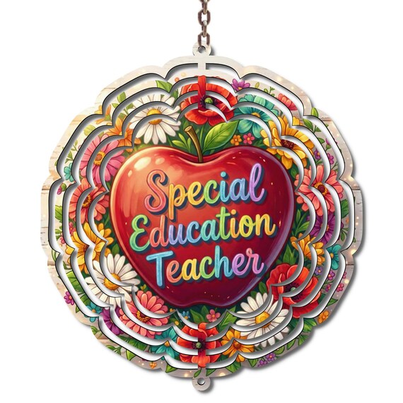 Special Education Teacher Wind Spinner, SPED Teacher Gift, Teacher Appreciation Garden Decor, School Counselor Gift, 10 Inch Metal Spinner
