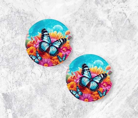 Butterfly Car Coasters, Car Accessories, Coaster Set, Birthday, Daughter Gift