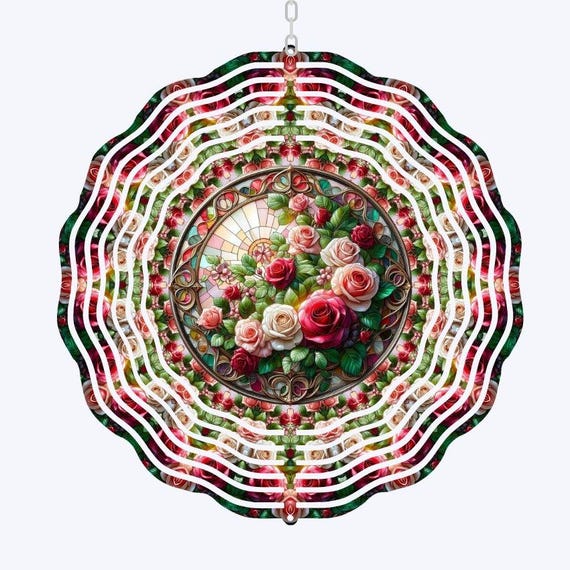 Pink Roses Wind Spinner, Yard Decor, Spring Decor, 80th Birthday Gift for Women, Grandma Gift