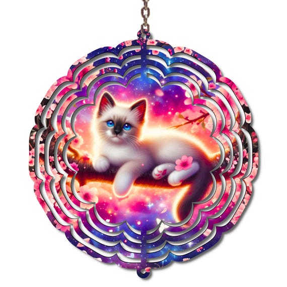 Colorful Cat Wind Spinner Kitten Garden Decor Pet Lover Gift Outdoor Hanging Yard Decoration Spring Summer Decor