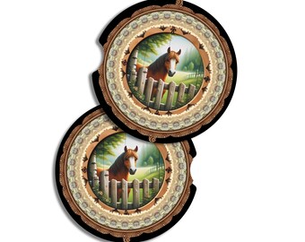 Horse Car Coasters | Rustic Farmhouse Horse | Country Car Accessories | Western Horse Gift | Horse Lover Gift