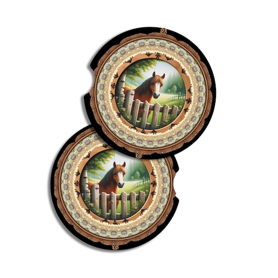 Horse Car Coasters | Rustic Farmhouse Horse | Country Car Accessories | Western Horse Gift | Horse Lover Gift
