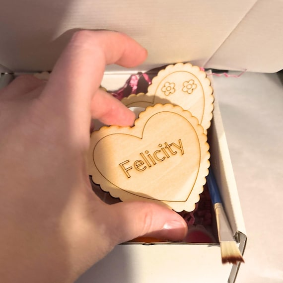 Personalized Valentine's Wooden Heart Paint Kit | Kids DIY Craft