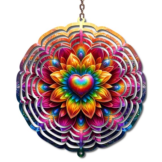 Rainbow Heart Wind Spinner, LGBTQ Pride Decor, Colorful Heart Garden Spinner, Pride Month Gift, Rainbow Outdoor Decor, Love is Love Art