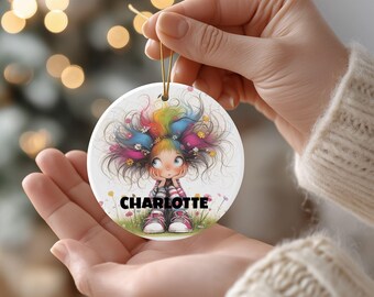 Personalized Girl Ornament, Custom Name Christmas Ornament, Cute Girl Keepsake, Personalized Child Ornament, Granddaughter Gift