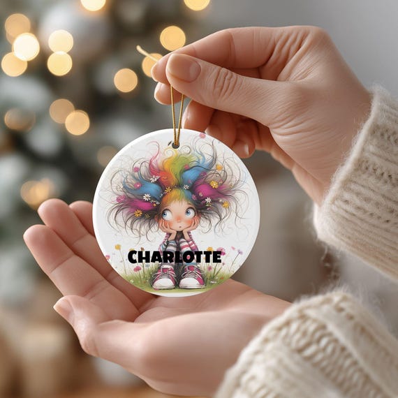 Personalized Girl Ornament, Custom Name Christmas Ornament, Cute Girl Keepsake, Personalized Child Ornament, Granddaughter Gift