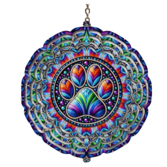 Paw Print Wind Spinner, Dog Lover, Birthday, Mom Gift