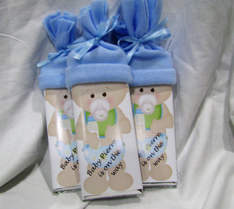 Baby Shower Favors. special Hershey bars with handmade hats. Super cute for baby shower image 9