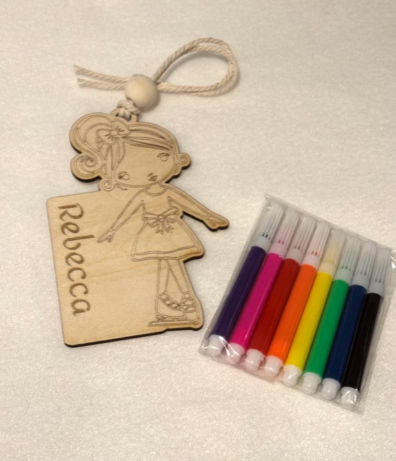Figure Skater Ornament, DIY Ornament, Color Your Own, Ice Skater, Christmas, Daughter Gift
