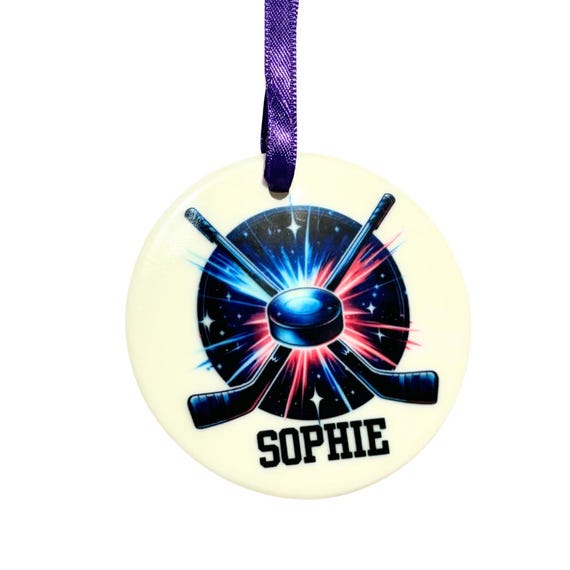 Hockey Ornament, Personalized Gift, Ice Hockey, Christmas, Granddaughter Gift