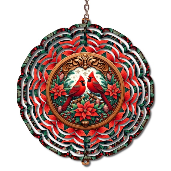 10” Cardinal Christmas Wind Spinner, Winter Decor, Mom Gift