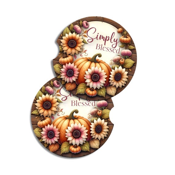 Blessings Car Coasters Set of 2, Fall Decor, Autumn Decor, Mom Gift