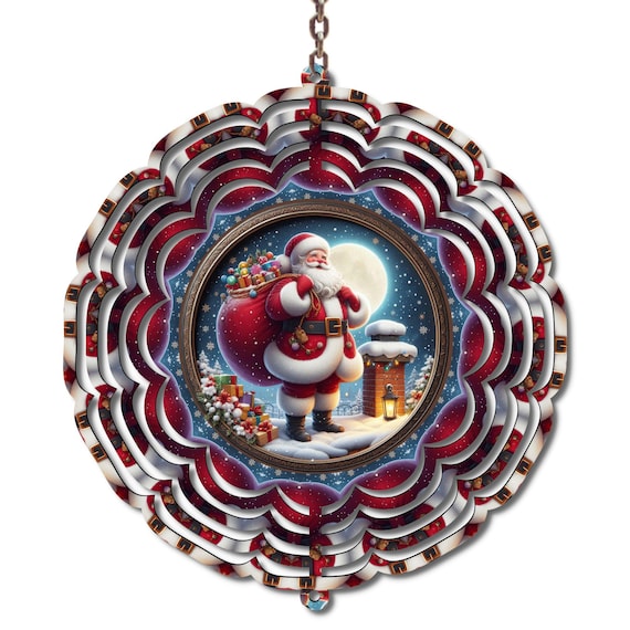 Christmas Decor, Santa Wind Spinner, Christmas, Grandma Gift