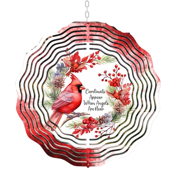 Cardinal Memorial Decor, Sympathy Gift, Bereavement, Wind Spinner, Winter, Friend Gift