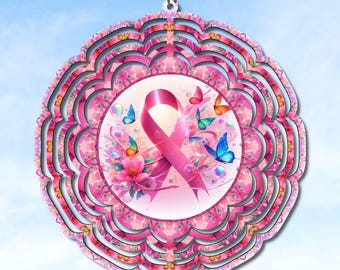 Breast Cancer Awareness Wind Spinner, Autumn Decor, Mom Gift