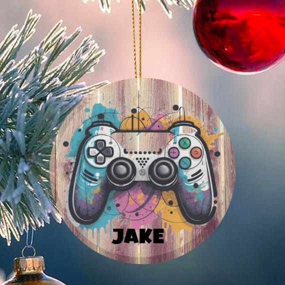 Personalized Gamer Controller Ceramic Christmas Ornament