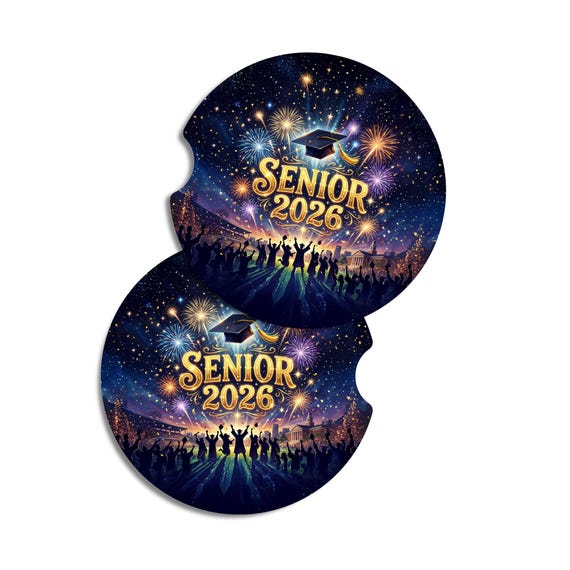 Senior 2026 Car Coasters | Class of 2026 Gift | Graduation Gift | Senior 2026 Car Accessories | Gift for Graduate | Graduation Car Coasters