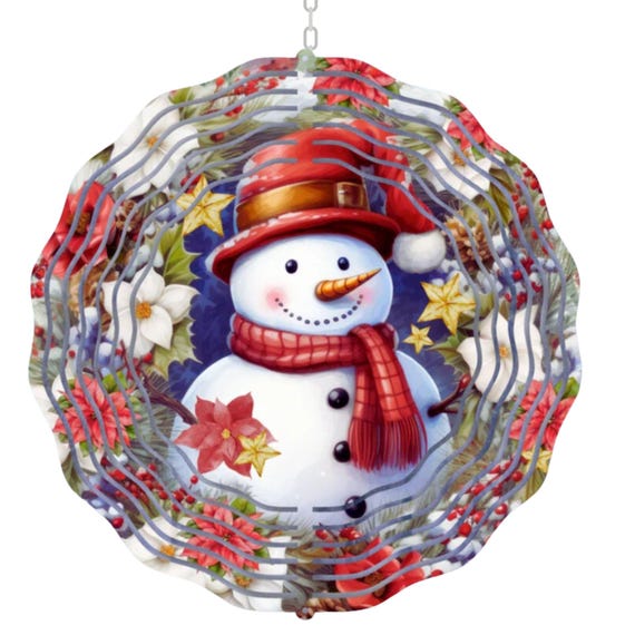 Snowman Wind Spinner, Holiday Decor, Christmas Decoration, Grandma Gift