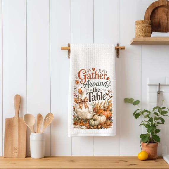 Thanksgiving Kitchen Towel | Fall Goose & Pumpkin Tea Towel