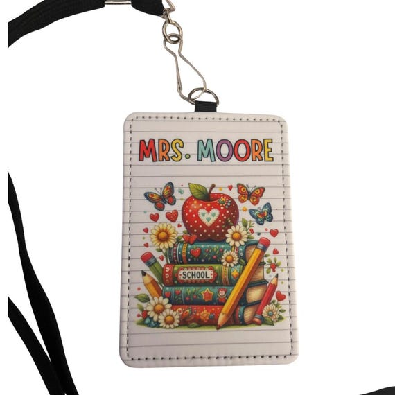 Teacher ID Holder, Lanyard, Elementary School, Back to School, Teacher Gift