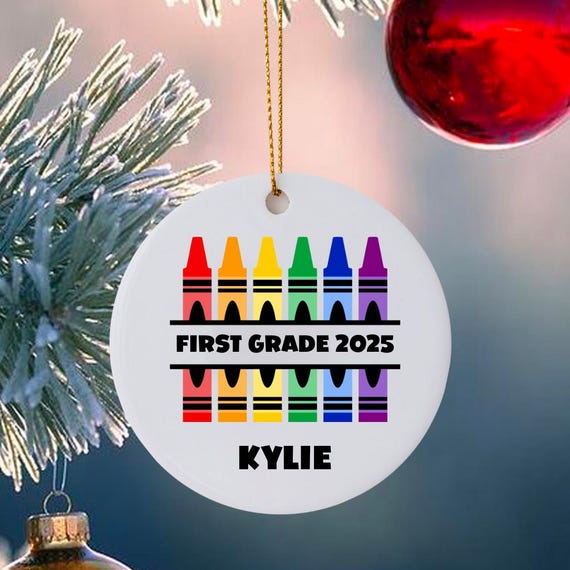 Personalized Ornament, Crayons, School Year Ornament, Christmas, Daughter Gift