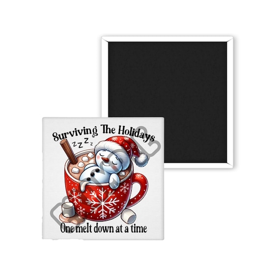 Christmas Magnet, Surviving the Holidays, Stocking Stuffer, Coworker Gift