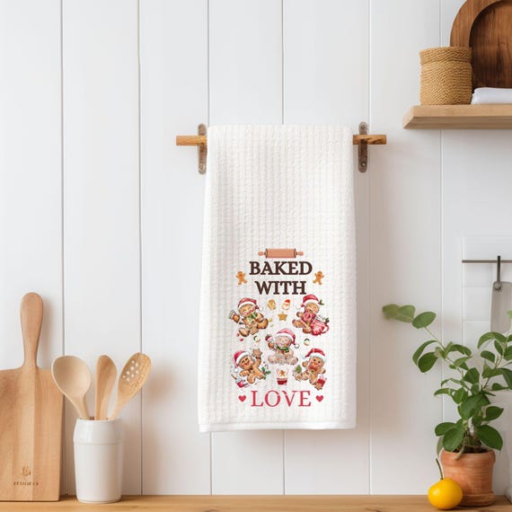 Christmas Waffle Kitchen Towels, Christmas Decor, Mom Gift