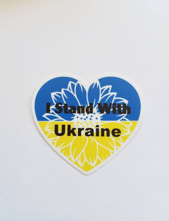 Ukraine Heart, Ukraine Flag, Sticker, Charity, I Stand With Ukraine, Pray for Ukraine