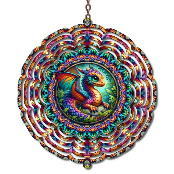 Dragon Wind Spinner, 10 Inch Metal Fantasy Garden & Home Décor, Christmas, Granddaughter Gift