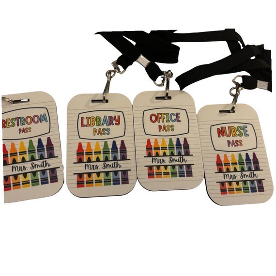 Classroom Double Sided Hall Passes, 4 pack, Back to School, Teacher Gifts