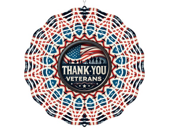 Veteran Wind Spinner, Thank You, Memorial Day, Red White and Blue, Dad Gift