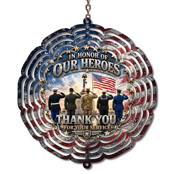 Military Tribute Wind Spinner Thank You for Your Service Patriotic Decor Veteran Gift Memorial Day Decor Honor Our Heroes