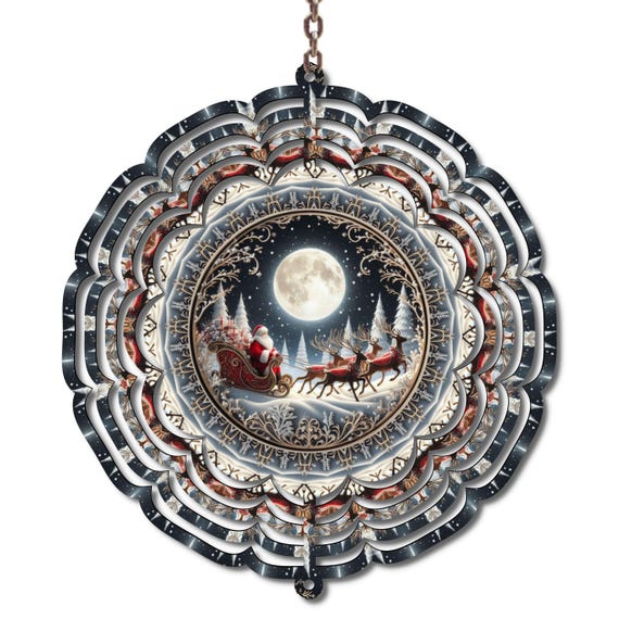 Christmas Decor, Santa, Christmas Eve, Wind Spinner, Mom Gift