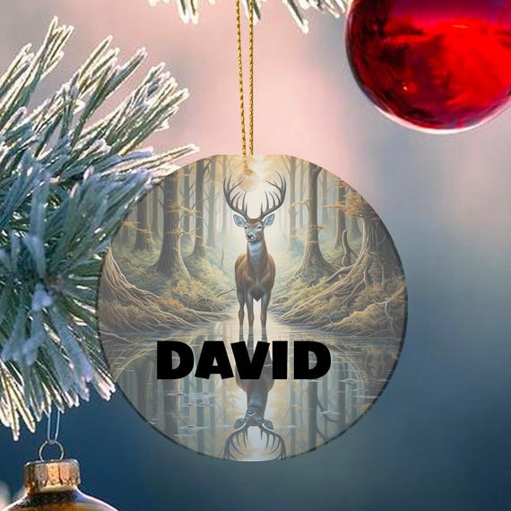 Personalized Deer Ceramic Christmas Ornament