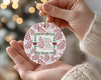 Funny Christmas Tree Cake Ornament, Christmas Tree Cakes Lover Gift, Funny Christmas Food Ornament, White Elephant Gift, Ceramic Ornament