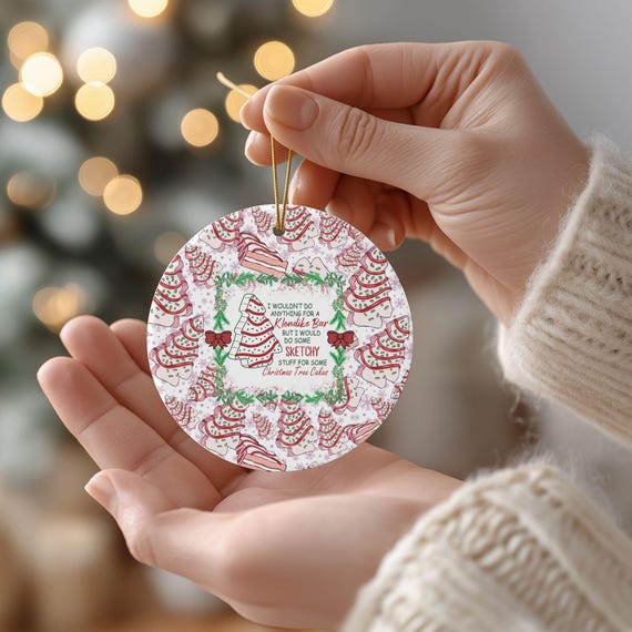 Funny Christmas Tree Cake Ornament, Christmas Tree Cakes Lover Gift, Funny Christmas Food Ornament, White Elephant Gift, Ceramic Ornament