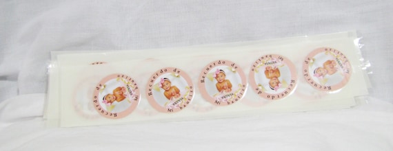 Personalized Baptism Favor Stickers Round Labels 2" Mi Bautizo Personalized Stickers