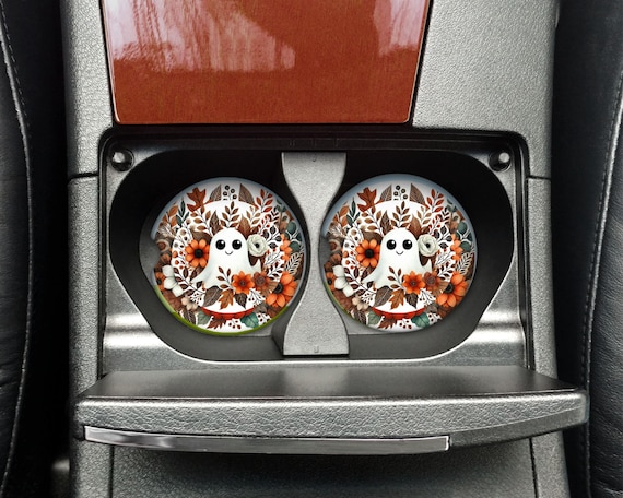 Halloween Ghost Car Coasters, Car Accessories, Halloween, Coworker Gift