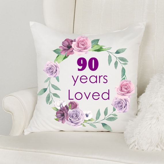 90th Birthday Gift, Throw Pillow, 90 Years Loved, Grandma Gift