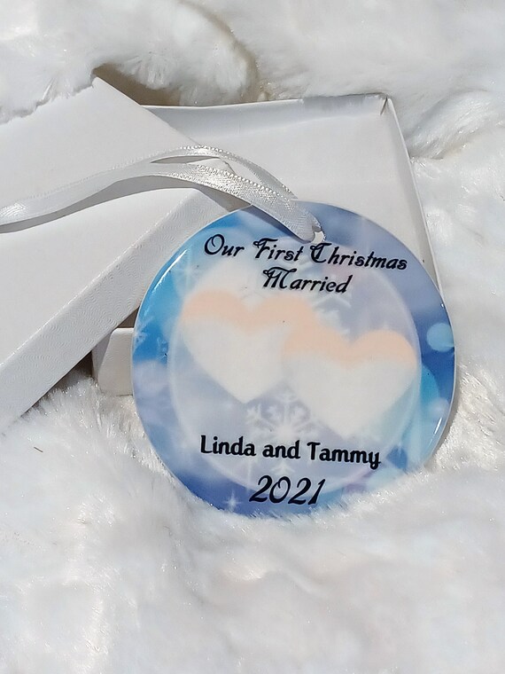 Lesbian wedding gift  - Personalized wedding ornament - Gay Wedding Gift - Gay Wedding -First Christmas Gay marriage ornament- Wedding Gift