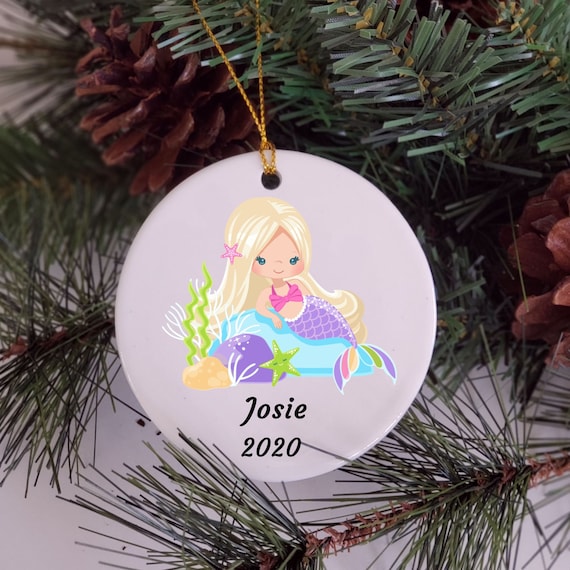 Mermaid Ornament, Personalized Ornament, Christmas, Granddaughter Gift