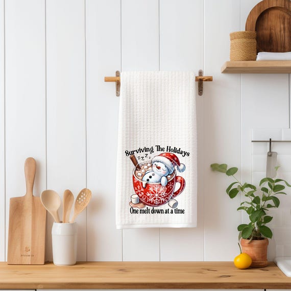 Humorous Christmas Kitchen Towel, Christmas, Mom Gift
