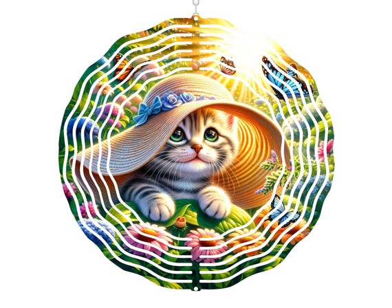 Cat Lover Gift, Wind Spinner, Kitten, Outdoor Decoration, Aunt Gift