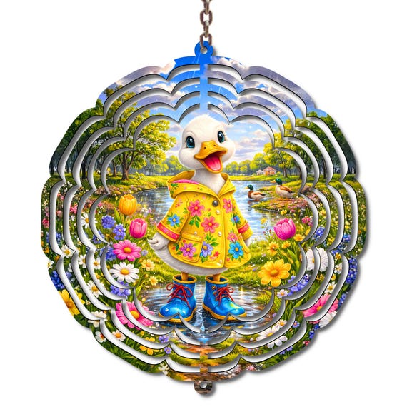 Duck Wind Spinner Dilly Dally Duck Spring Garden Decor Rain Boots Duck Outdoor Hanging Yard Decoration