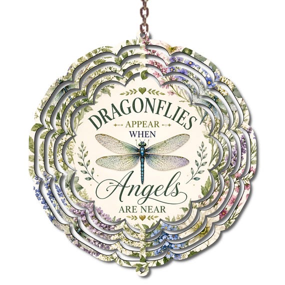 Dragonfly Wind Spinner | Dragonflies Appear When Angels Are Near | Memorial Garden Decor | Sympathy Gift | Remembrance Gift