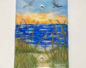 Light Switch Plates & Outlet Covers, Hand Painted Wall Plate Covers, Rustic Country Lake House Home Decor, Sunrise Art, Functional Wall Art